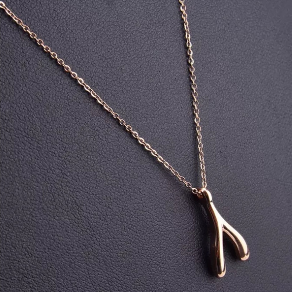 Wishbone Necklace- Rose Gold N6 - Picture 2 of 3